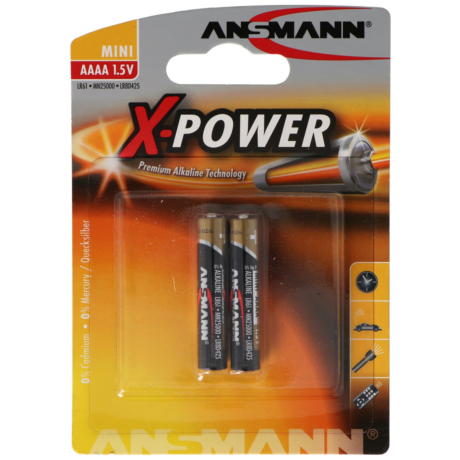 ANSMANN Alkaline batterijen AAAA LR61, 2 stuks
