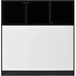 STILVORA Sideboard aus Spanplatte und Glas, Schwarz/Weiß, 100x40x105 cm, LED