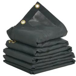 VEVOR Abdeckplane 2,1 x 4,3 m PVC-beschichtete schwarze, robuste Abdeckung mit Doppeltasche, Messingösen, verstärktes Doppelnadel-Gewebe, passend für manuelles oder elektrisches Muldenkippersystem