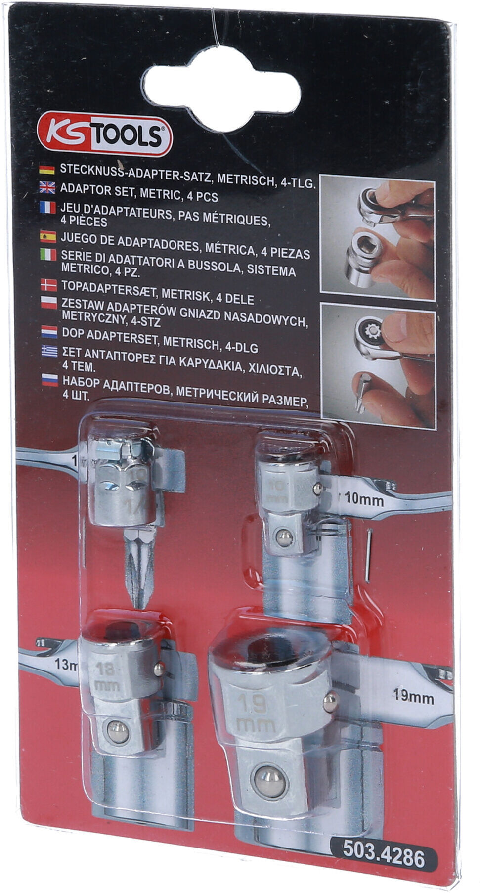 KS Tools GEARplus Stecknuss-Adapter-Satz, metrisch, 4-teilig (503.4286)