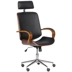 Carmen 6401 Chefsessel mit Kunstleder und Kopfstütze – Nussbaum/Schwarz