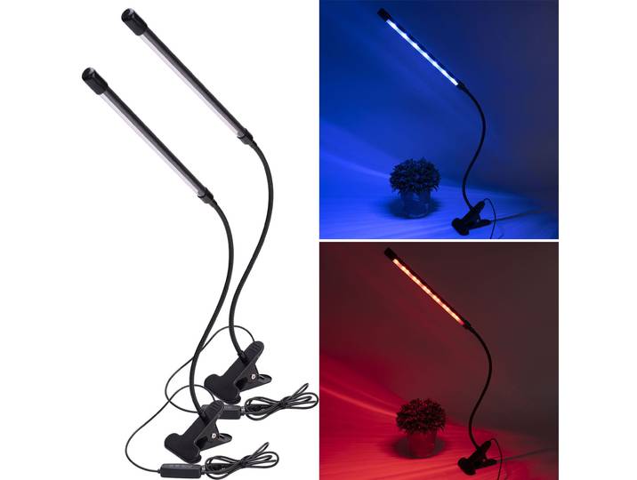 2er-Set LED-Pflanzenlampe mit 360°-Schwanenhals, 3 Leuchtmodi, Dimmer & Timer