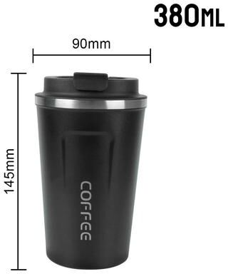 Uplifted Finds Thermo Cafe Double Stainless Steel Coffee Mug Leak Proof Travel Thermo Cup Car Thermos Mug 380 Ml Black