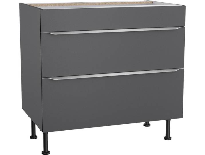 Kochfeldumbauschrank KOCHSTATION KS-Aken , grau (anthrazit), B:90cm H:87cm T:58,4cm, Schränke, Kochfeldumbauschrank