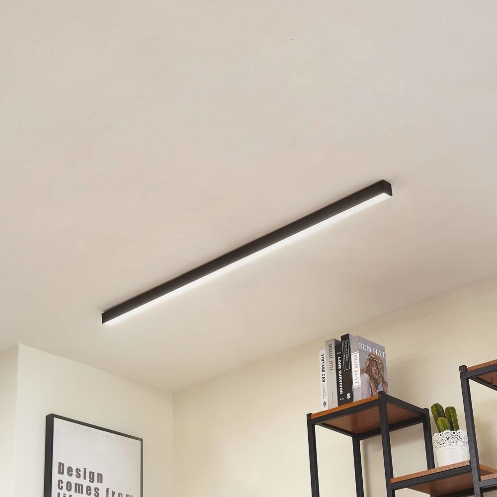 Lucande Lámpara de techo led de aluminio negro