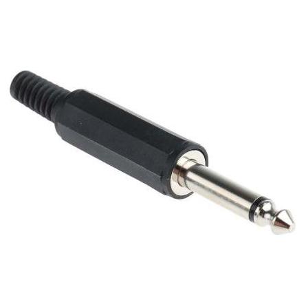 RS PRO Klinken-Stecker 6,35 mm Gerade, 2-polig S/W, Lötanschluss Kabelmontage (392609)