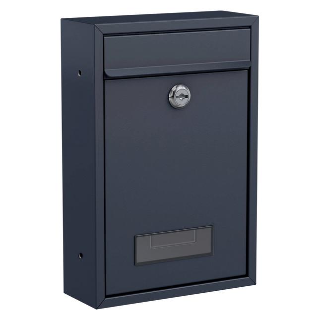 BASI 2170-1305 BK 100M Briefkasten Stahl Anthrazit (matt) Schlüsselschloss (2170-1305)