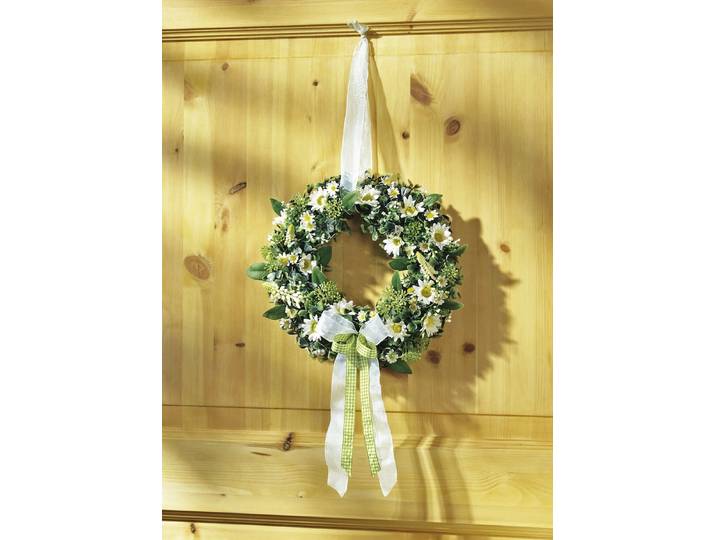 Wandkranz mit weißen Margeritenblüten, Weiss