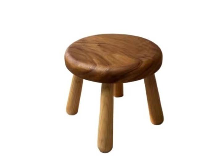 Vielseitig Kurzer runder Hocker aus Holz, geeignet for Schuhwechsel(Bruin)