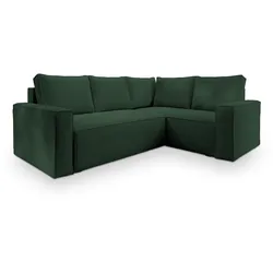 ECKSOFA ESTANO R-S Grün Kordstoff mit Schlaffunktion