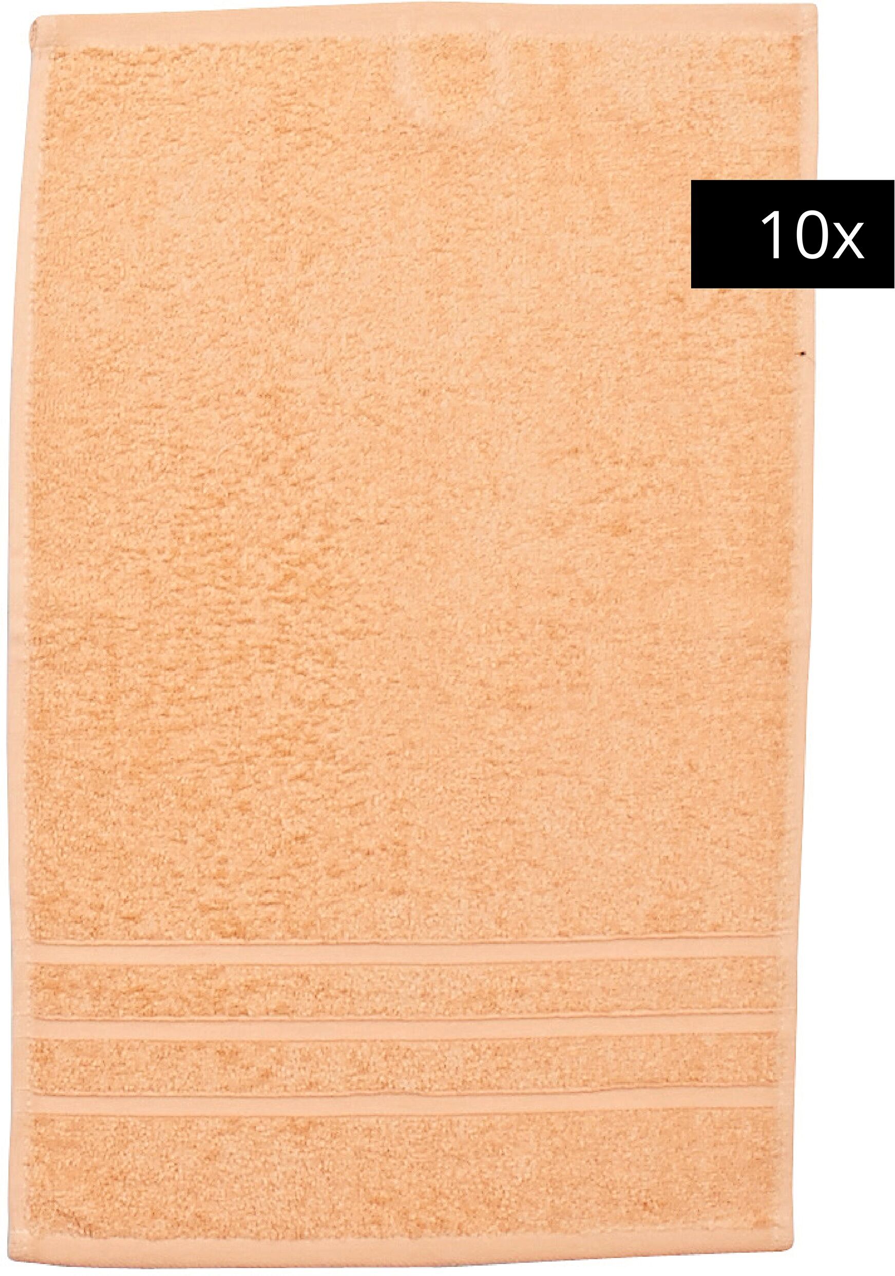 Gaestehandtuecher DONE. "DAILY UNI", orange (peach), B:30cm L:50cm, Walkfrottier, Baumwolle, Handtücher, Gaestehandtuecher peach B/L: 30cmx50cm, 10 Stk., Peach, Walkfrottier