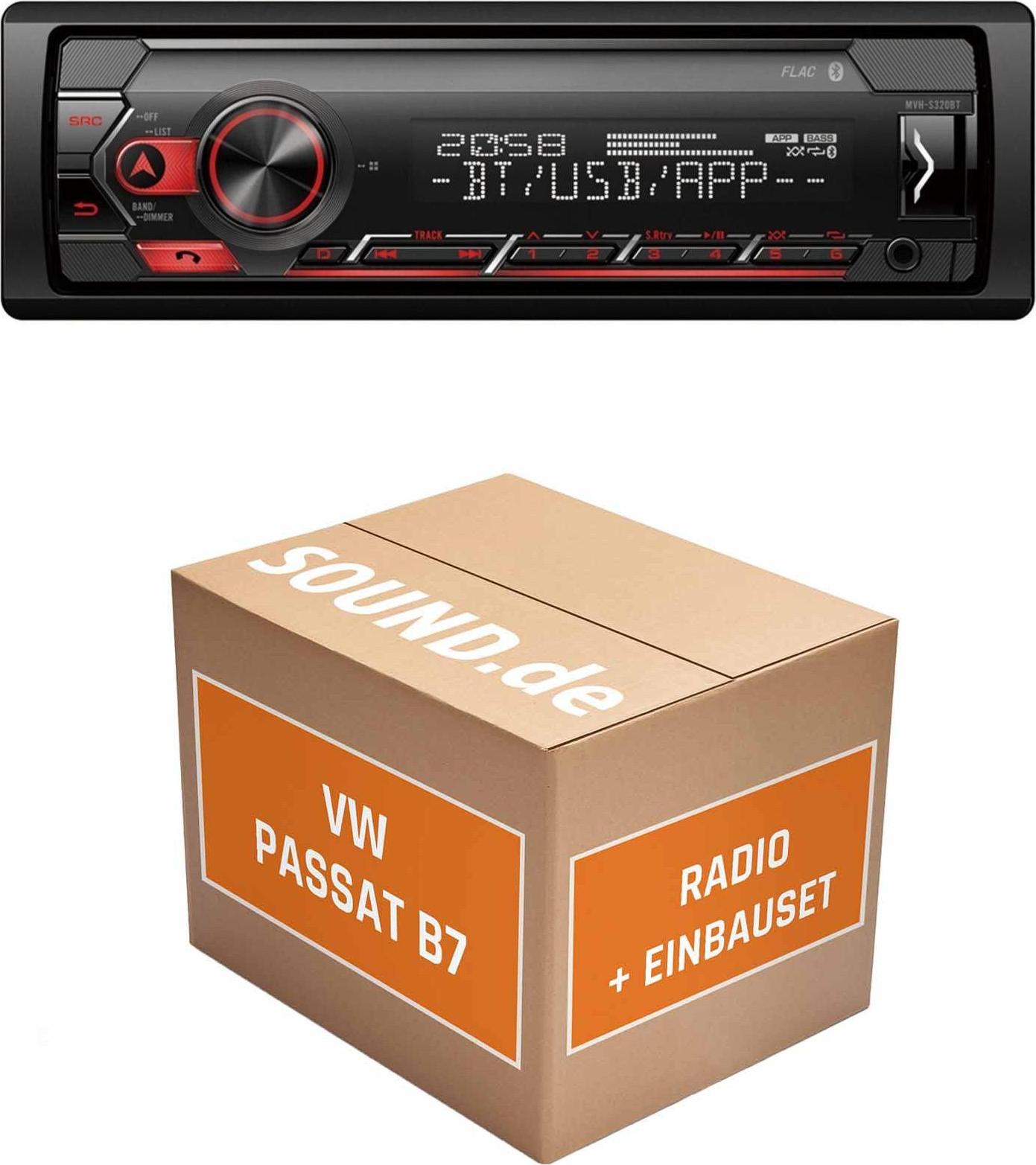 Autoradio Einbaupaket Pioneer MVH-S320BT passend für Passat B7 + PDC | Bluetooth USB