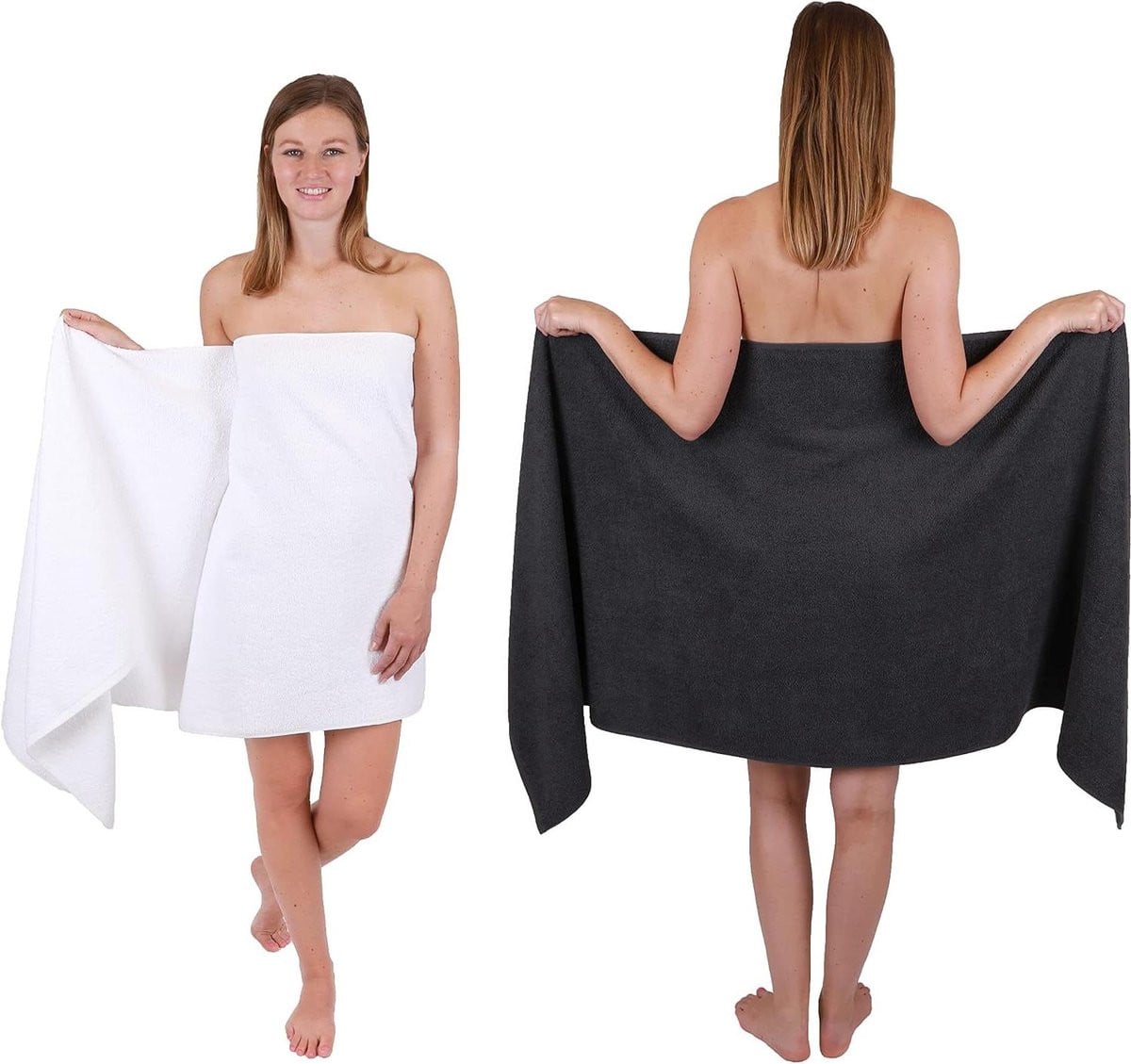 Luxe Terry Sauna Handdoek XXL - Grafiet Wit - 70 x 200 cm