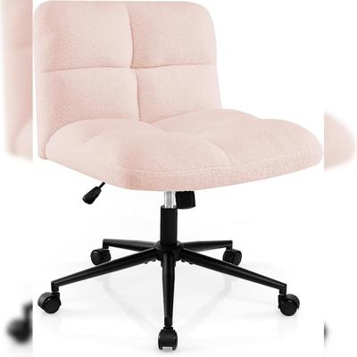 COSTWAY Maßgeschneiderter Stuhl mit Rollen, Drehstuhl ohne Armlehnen, Schreibtischstuhl mit breiter Sitzfläche, Bürostuhl, Schminkstuhl