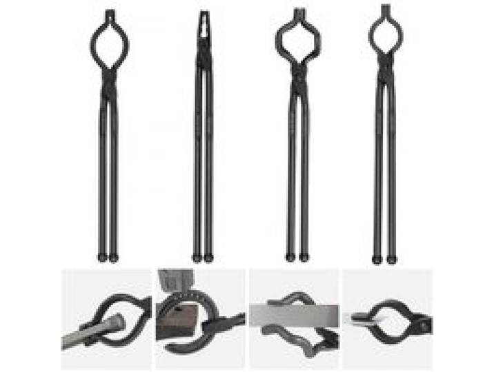 VEVOR Schmiedezange-Set, V-Bit, Wolf, ZV, Greifzange 4 Stk. Kohlenstoffstahl Schmiedezange, 465 x 60 x 19 mm / 461 x 68 x 18 mm / 458 x 38 x 19,0 mm / 463 x 78 x 52,3 mm, mit Verlängertem Griff