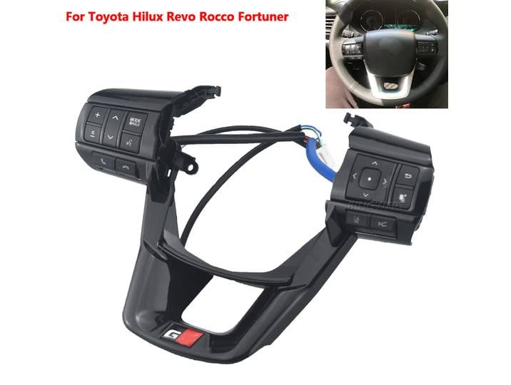 Bouton de commande au volant pour Toyota Hilux Revo Rocco Fortuner 2015-2020, contrôle du téléphone, boutons de volume, rétroéclairage bleu