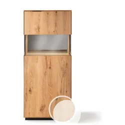 Massivholz »Lugano« Highboard I glatte Front / Rückwand Spiegel / Anschlag links