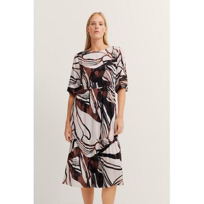 Sommerkleid BUGATTI, Damen, Gr. 44, Normalgrößen, braun (680, rost), 100% Viskose, geblümt, normal, Kleider Sommerkleid, mit Volants & Teilungsnähten