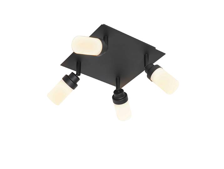 Spot de salle de bain moderne noir 4 lumières IP44 - Japie