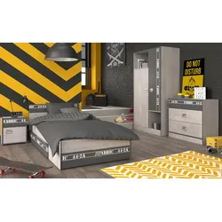 KINDERZIMMER Set 4-tlg Kleiderschrank Schreibtisch Bett 90x200