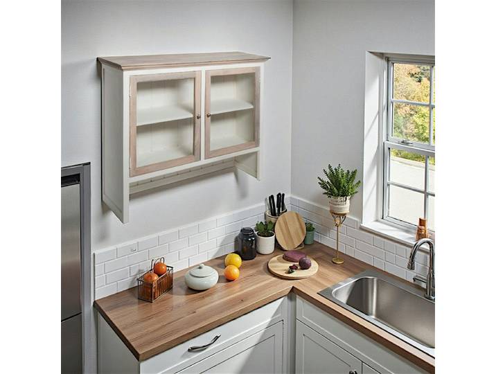 Haut de buffet blanc en bois ALESIA