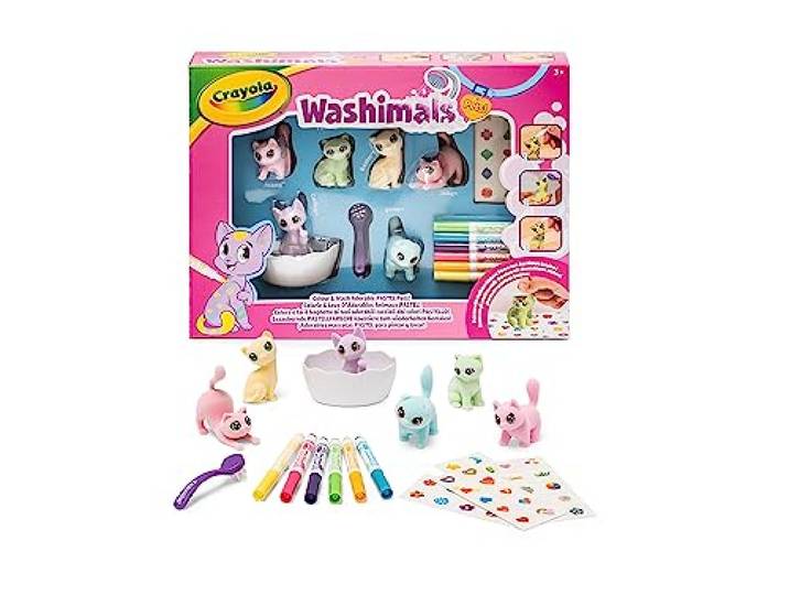Crayola - Washimals Pets - Activiteitenset met Stickers in Pastelkleuren, Kleur en Badder Dieren, Spel en Cadeau voor Kinderen, vanaf 3 jaar