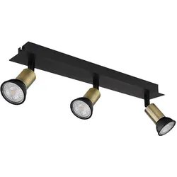 Deckenlampe Spotleuchte Strahler schwarz Deckenspots 3 Flammig Esszimmerleuchte verstellbare Spots, Metall, 3x GU10 Fassung, LxBxH 40x6x9 cm