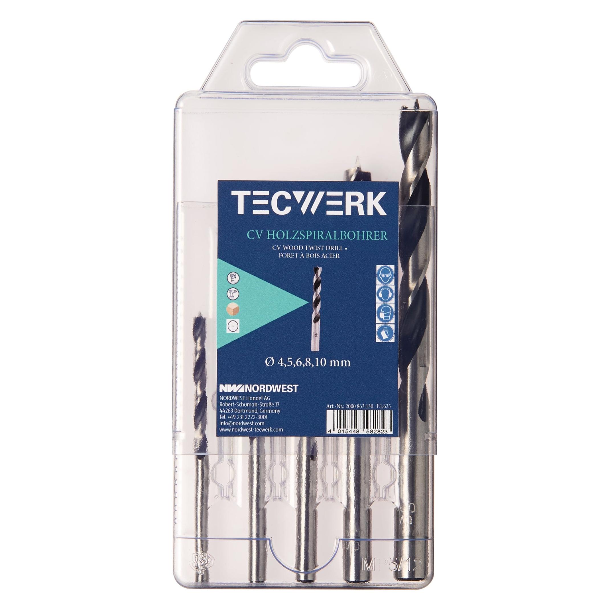Tecwerk Holzspiralbohrersatz (10 Millimeter, 3 Millimeter, 4 Millimeter, 5 Millimeter, 6 Millimeter, 7 Millimeter, 8 Millimeter, 9 Millimeter) (2000863717)