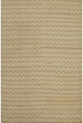 Rug Source Hand-knotted Modern Wool Beige All-Over/ Chevron Area Rug - 6' 9'' X 5' 1''