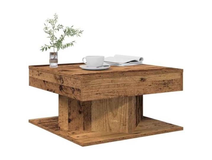 HEFZGDB Couchtisch Altholz-Optik 55x55x30 cm Holzwerkstoff mit Stauraum und Stabiler Tischplatte für Wohnzimmer