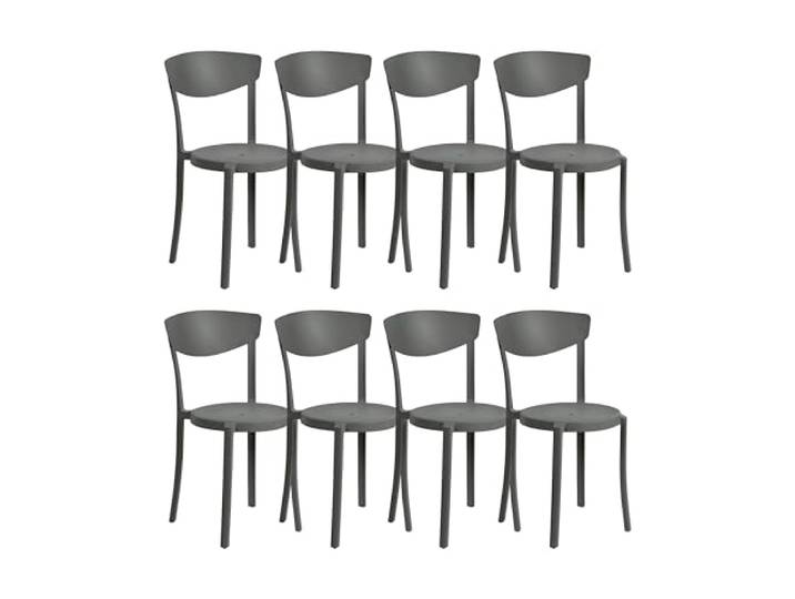 Beliani Esszimmerstuhl 8er Set dunkelgrau Kunststoff Modern Innen- & Außenbereich Vieste