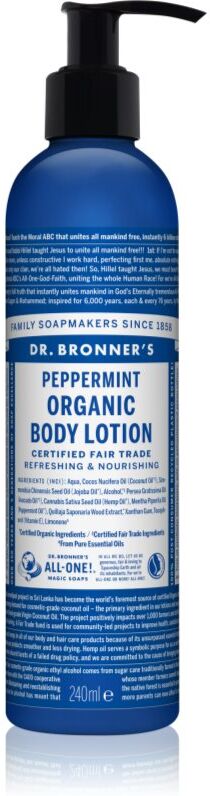Dr. Bronner’s Peppermint Opfriskende kropslotion med fugtgivende virkning 240 ml