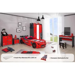 Kinderzimmer komplett Set Autobett Rio 5 teilig Rot
