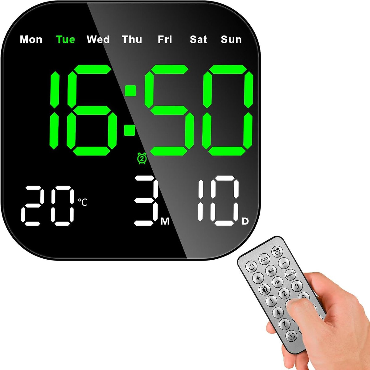Bobypet Digitale Wekker met Dubbel Alarm en Timer - Groen