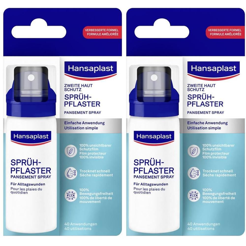 Hansaplast Zweite Haut Schutz Sprüh-Pflaster 2x 2x40 ml Sprühflasche