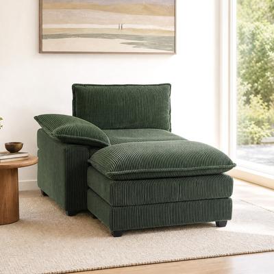 Uixe Modern Corduroy Modular Lounge Sofa With Ottoman