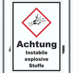 HB-Druck Aufkleber Instabile explosive Stoffe Explosion A9 (37x52mm)