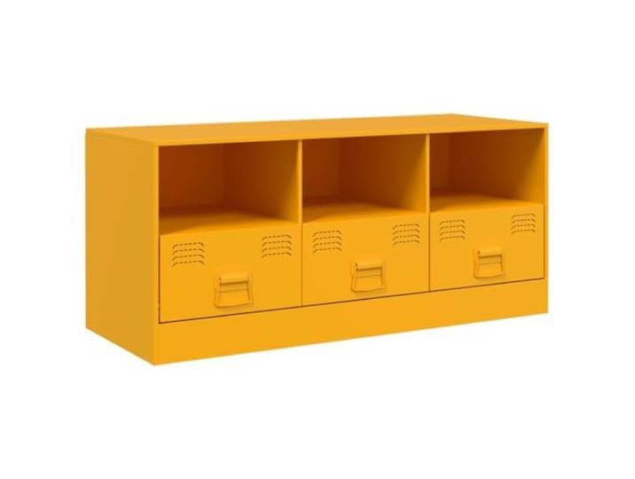 Kaorsrow TV-Schrank Senfgelb 99x39x44 cm Stahl Lowboard Fernsehtisch Robustes Metall-Lowboard in Senfgelb für Wohnzimmer und Flur, 3 Schubladen mit Griffen, belastbar bis 110 kg.