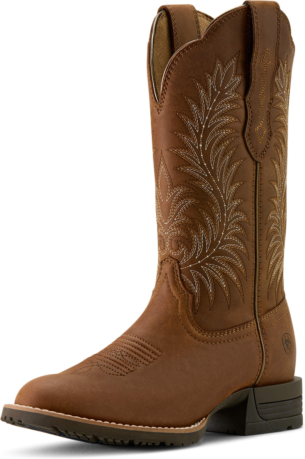 Women's Hybrid Ranchward W Toe Cowgirl Boots in Frontier Brown, Size: 9.5 C / Wide by Ariat