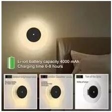 Uplift Picks Rechargeable Motion Sensor Wall Light For Effortless Indoor Nighttime Illumination round Induction warm White (2700 3500k)