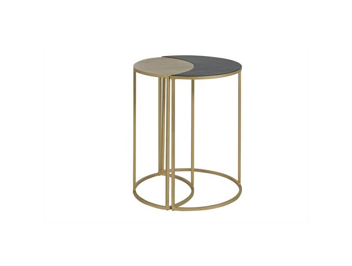 Table d'appoint en métal laqué noir et doré TOSCANE