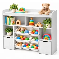 Relaxdays XL Regal Kinderzimmer mit 7 Boxen Weiß