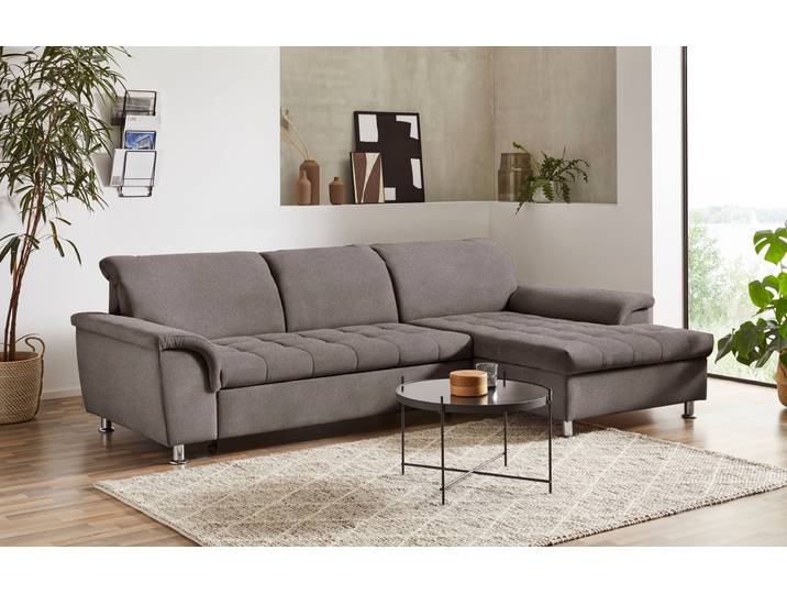 Ecksofa DOMO COLLECTION FRANZI zeitlos und elegant, moderne Sitzheftung, L-Form , grau (stone), B:279cm H:81cm T:170cm, Sofas, Ecksofa, wahlweise mit Kopfteilverstellung (dann Tiefe: 170 cm)