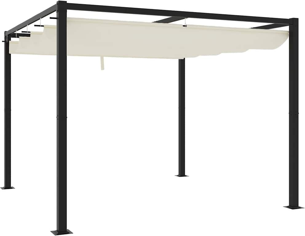 Gartenpavillon mit Ausziehbarem Dach Creme 3x3 m Stahl