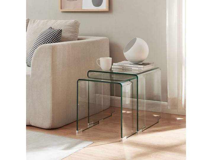Ensemble de 2 tables gigognes Kariengem transparent
