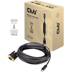 CLUB3D USB Type C auf aktives VGA Kabel Stecker/Stecker 5m
