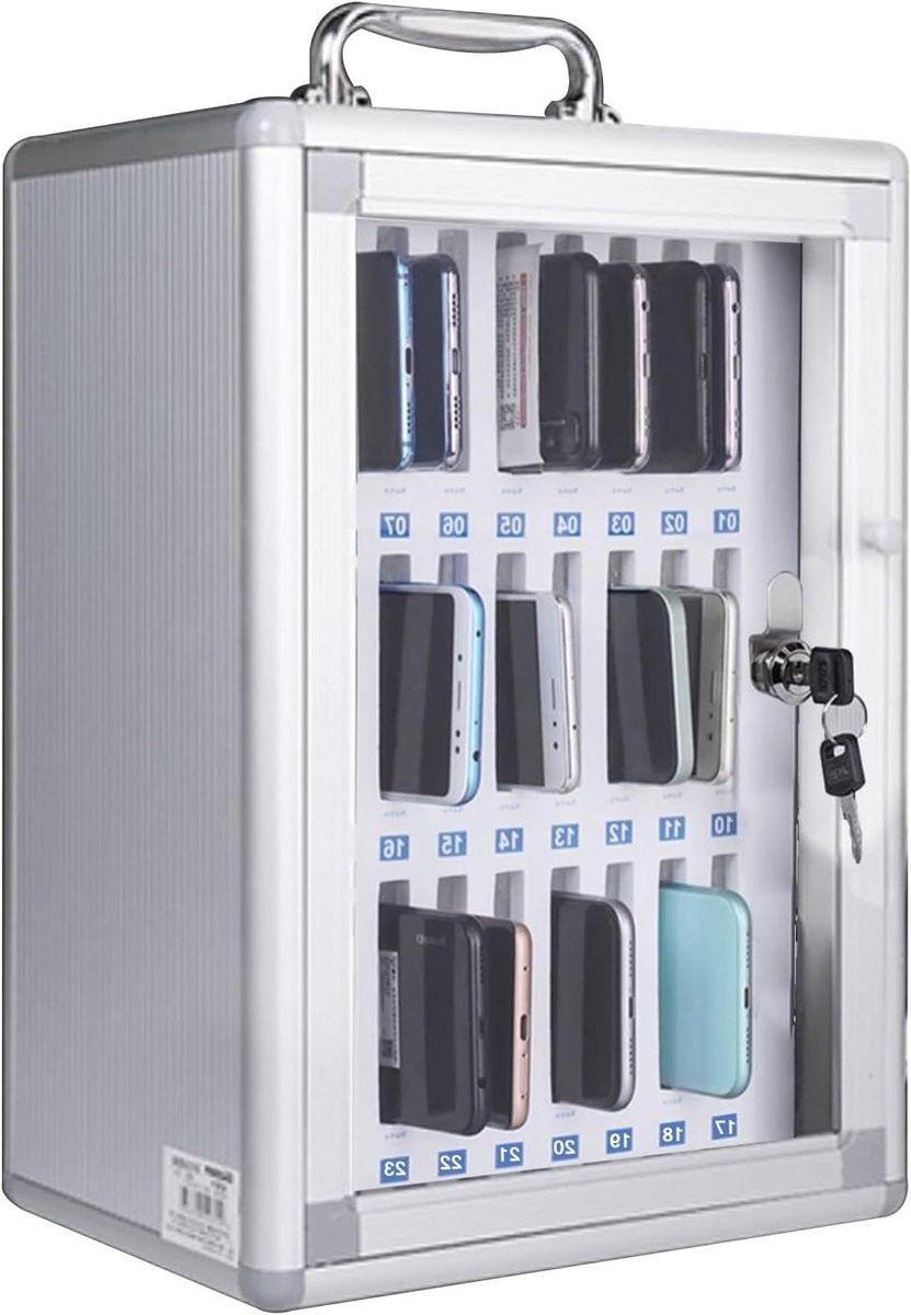 Zilveren Telefoon Opbergkast met 72 Slots voor Wandmontage