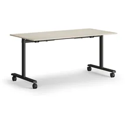 Mobiler Schreibtisch MATCH, 160x80 cm, schwarzes Metallgestell, Eiche natur