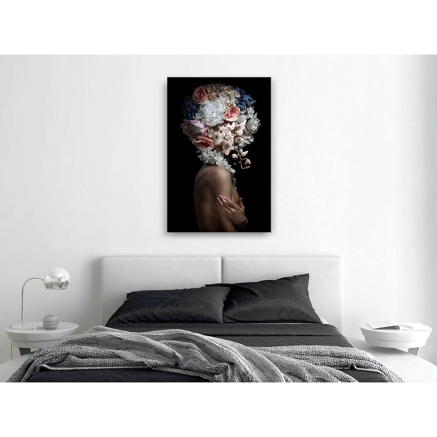 home24 Mysterious Gesture abstracte linnen wanddecoratie zwart 40 x 60 cm