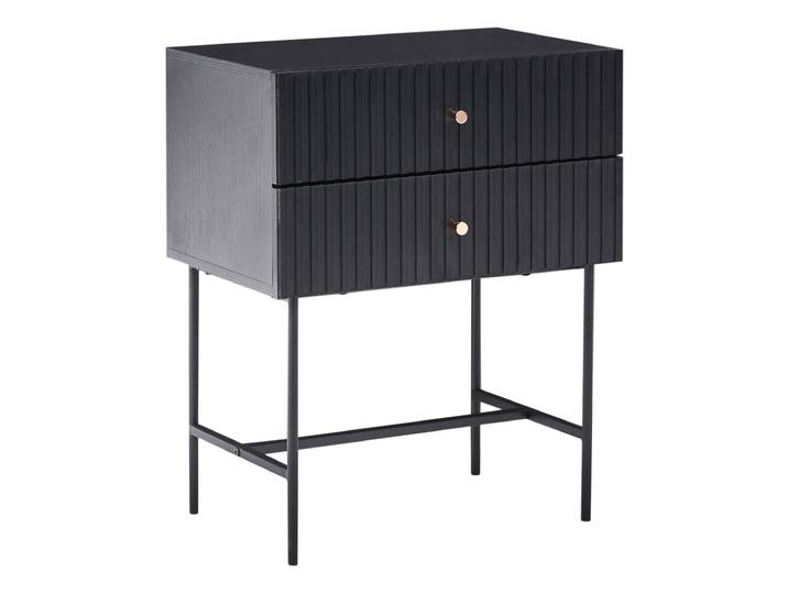 Table de nuit à 2 tiroirs noirdoré